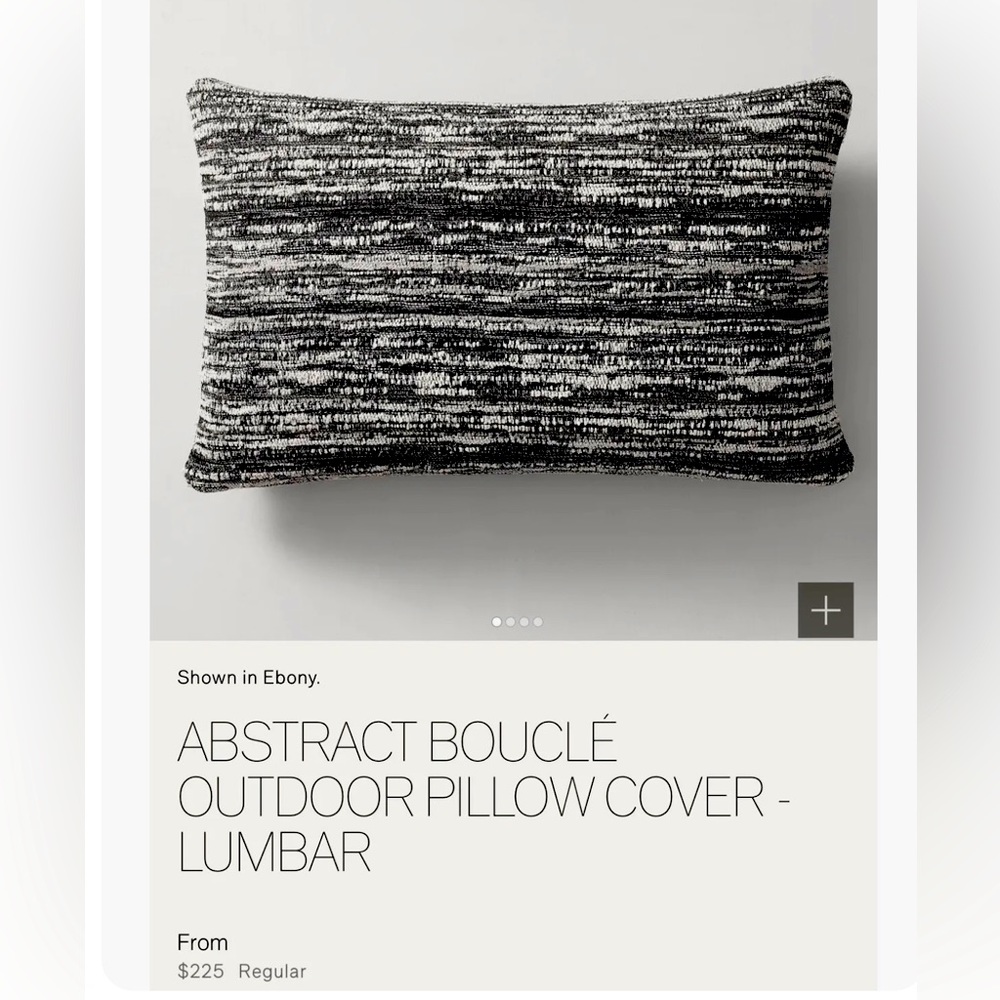 NEW (Set Of 2) ABSTRACT BOUCLÉ OUTDOOR PILLOW COVER - LUMBAR $225 Retail